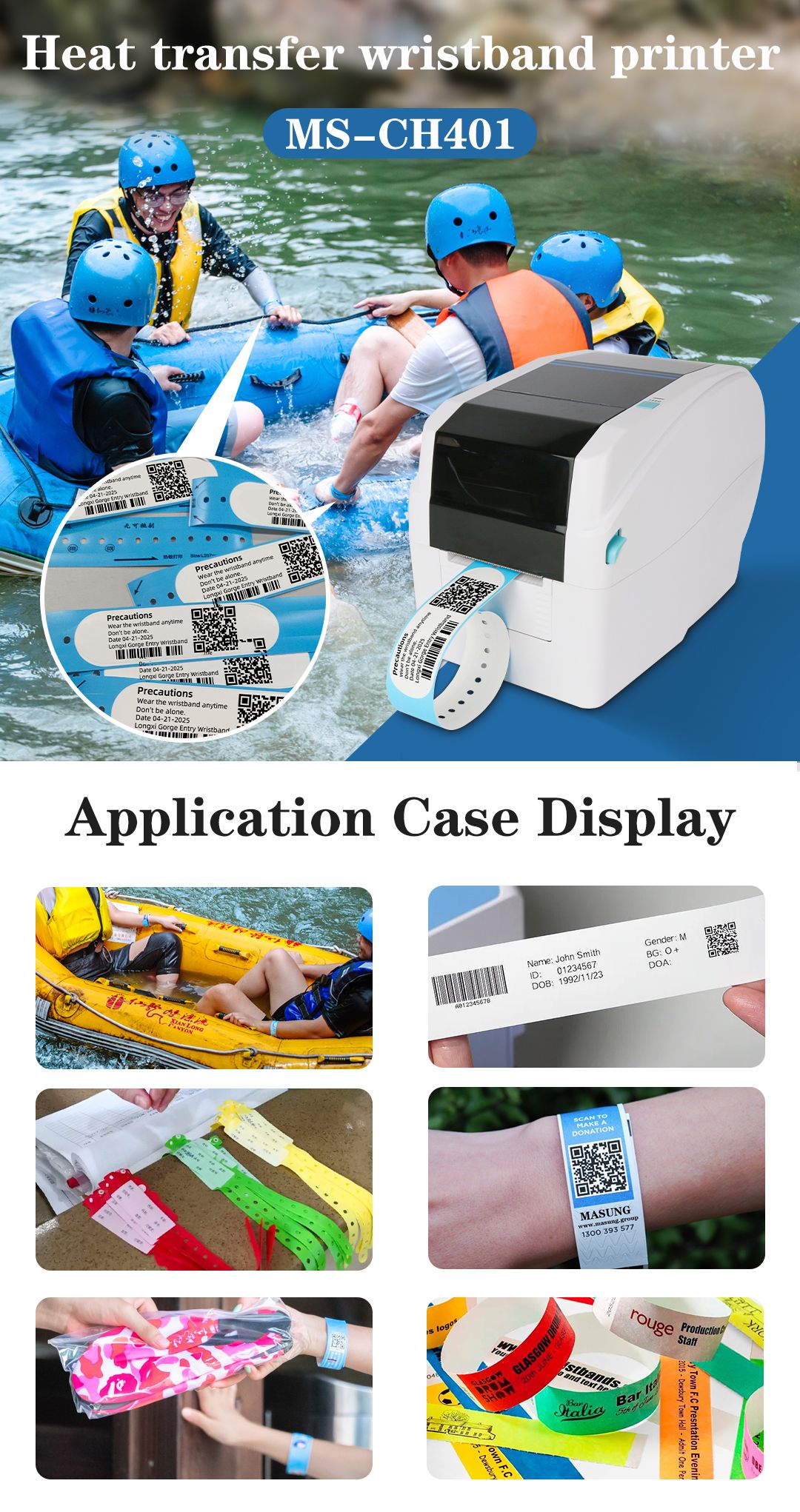 Your Smart Wristband Printing Solution with MASUNG MS-CH401 Thermal Transfer Printer